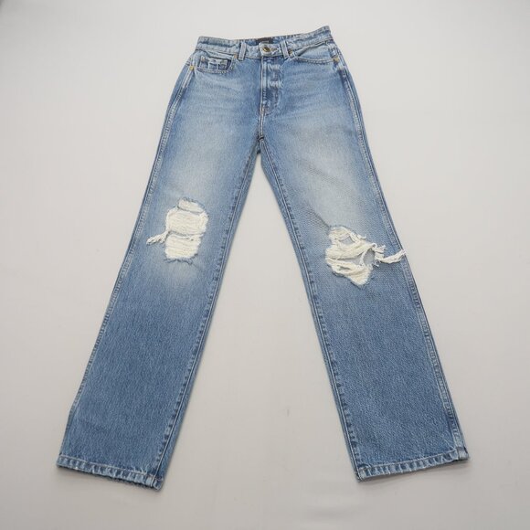 KHAITE Light Blue Distressed High Rise Jeans - Picture 4 of 13